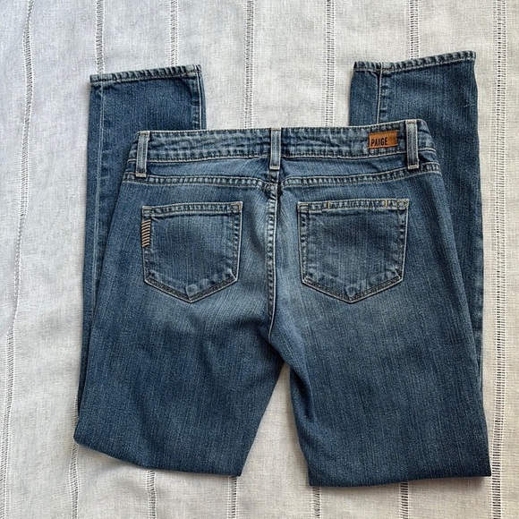 PAIGE Skyline Ankle Peg Blue Jeans with Distressed Details - Picture 7 of 13